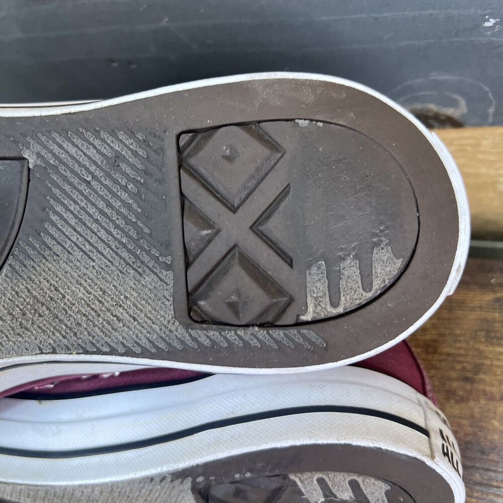 Vintage Converse All Star High Top Sneakers Maroon Burgundy M11 W13 - Picture 13 of 16